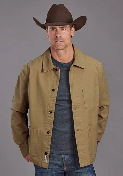 Stetson brown stretch canvas men’s jacket for Western outfits with cowboy boots