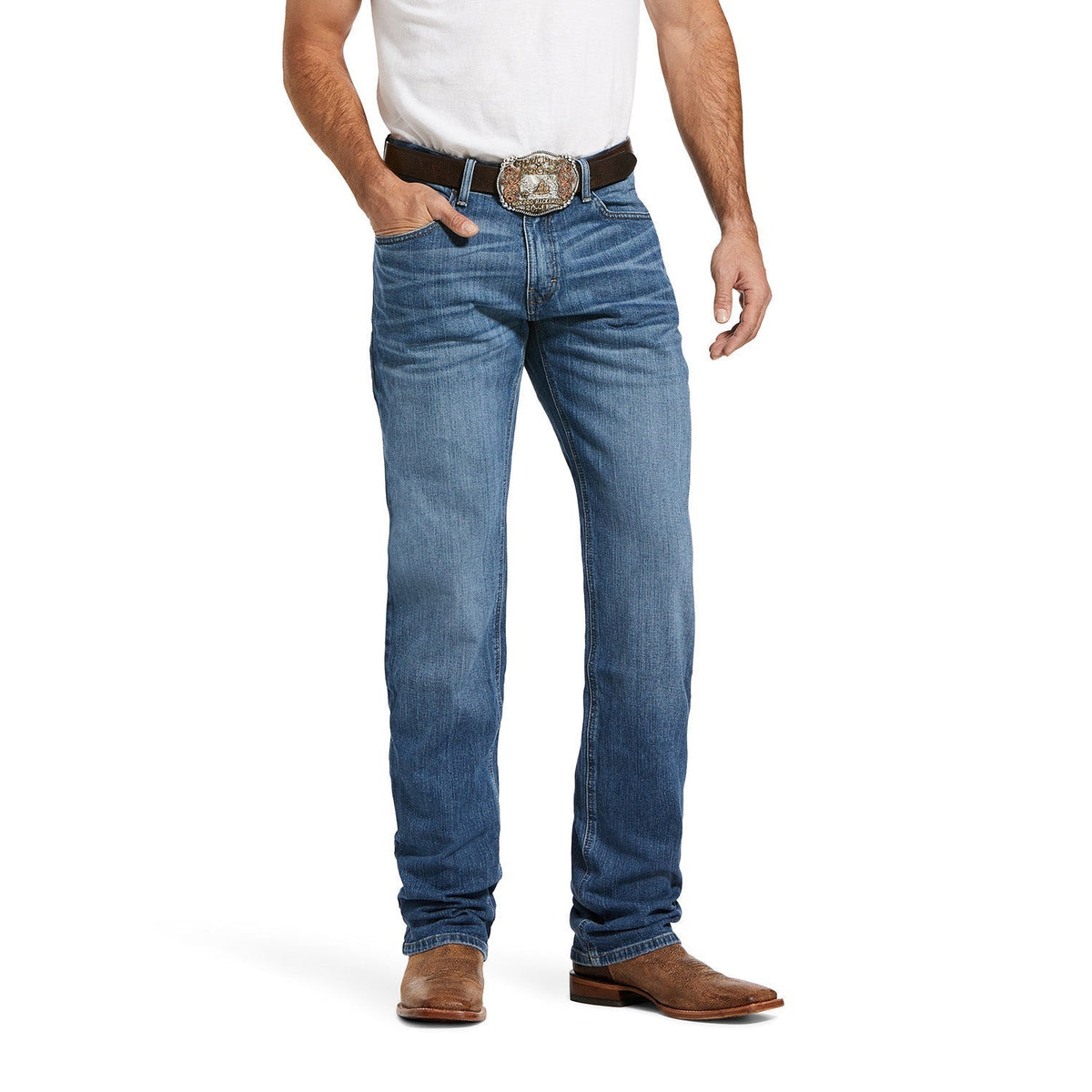 Ariat M2 relaxed boot cut jeans for men in a slim fit vs relaxed fit denim comparison