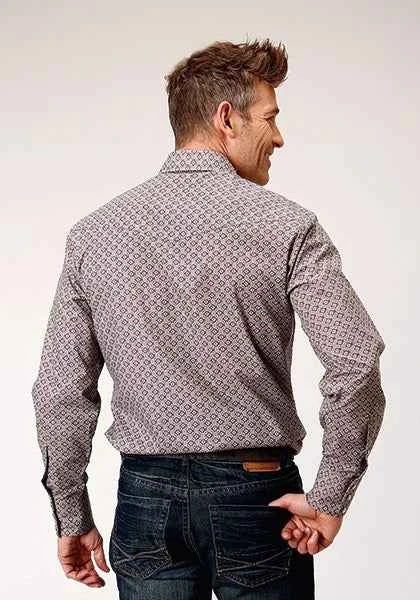 Roper 1888 Retro Print (Wine) - Men's Western Shirt
