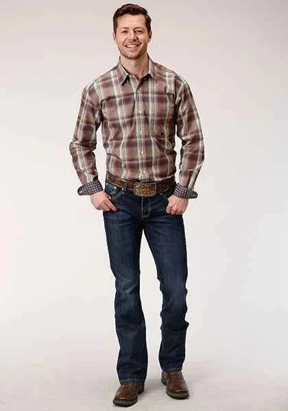 Roper 1229 Cider Plaid (Brown) - Men's Western Shirt