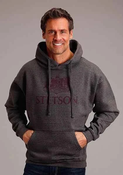 Stetson Red Crest Logo (Grey) - Men's Hoodie Sweatshirt