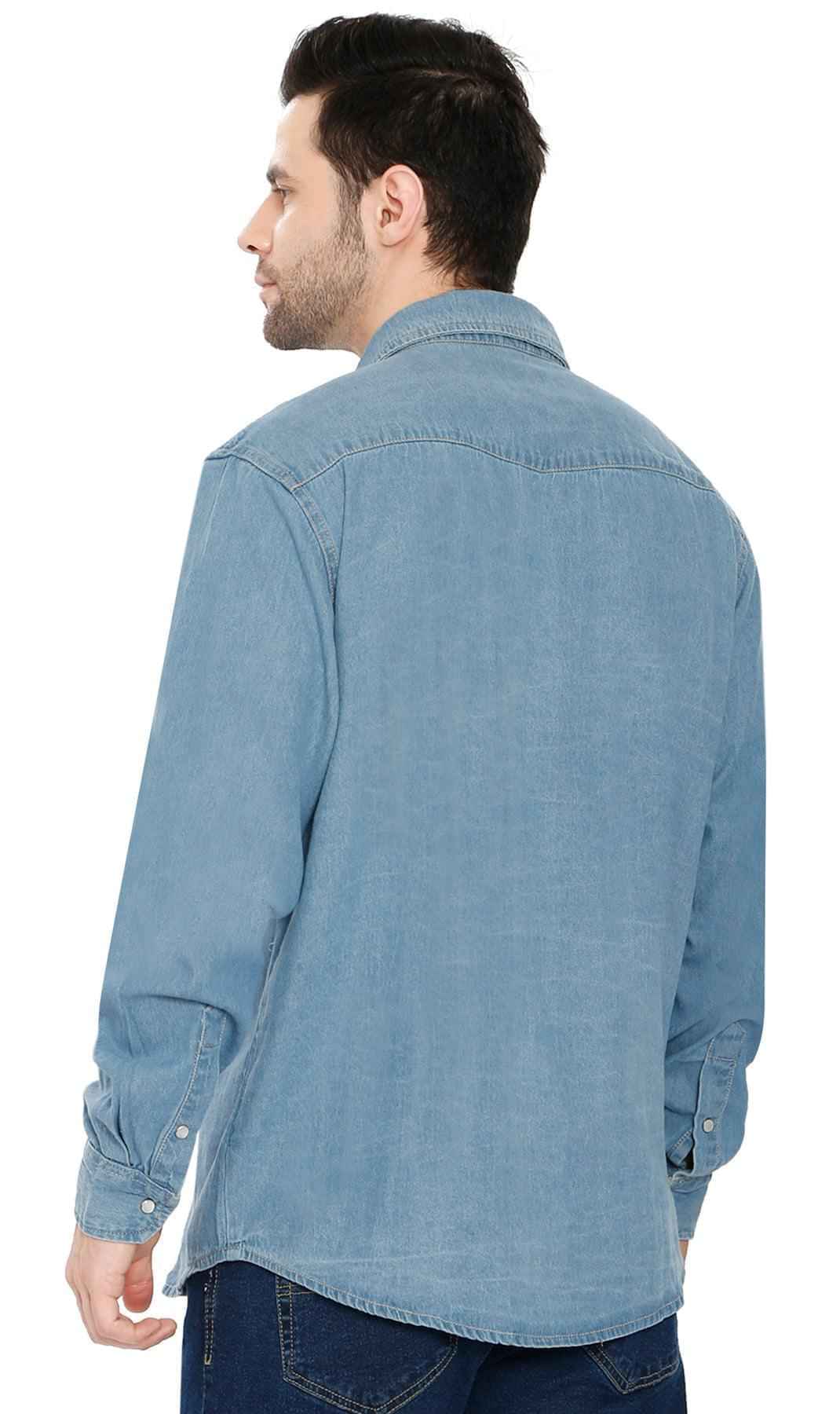 Men's Western Snap Button Shirt — Denim and Twill with Stitched Yoke