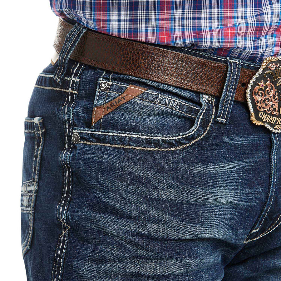 Ariat M4 Adkins boot cut jeans for men in an M4 vs M5 fit comparison