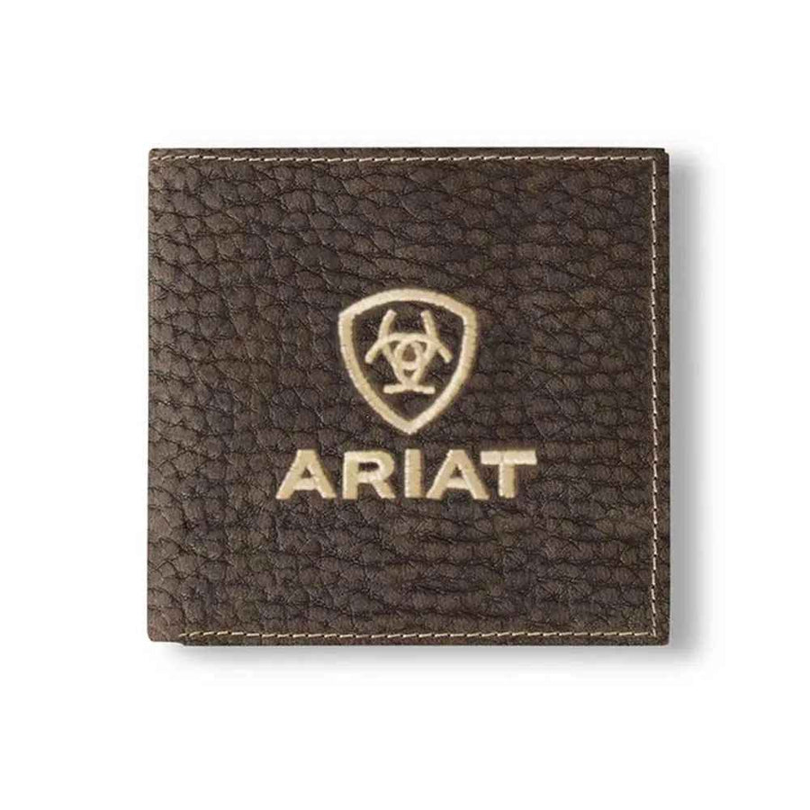 Ariat Embroidered Shield Genuine Bullhide Leather (Brown) - Men's Bifold Wallet featured in the Veloura style edit