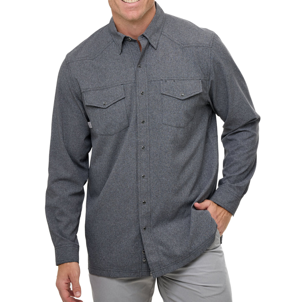 Caviar pearl snap shirt for a men's Western business casual office outfit