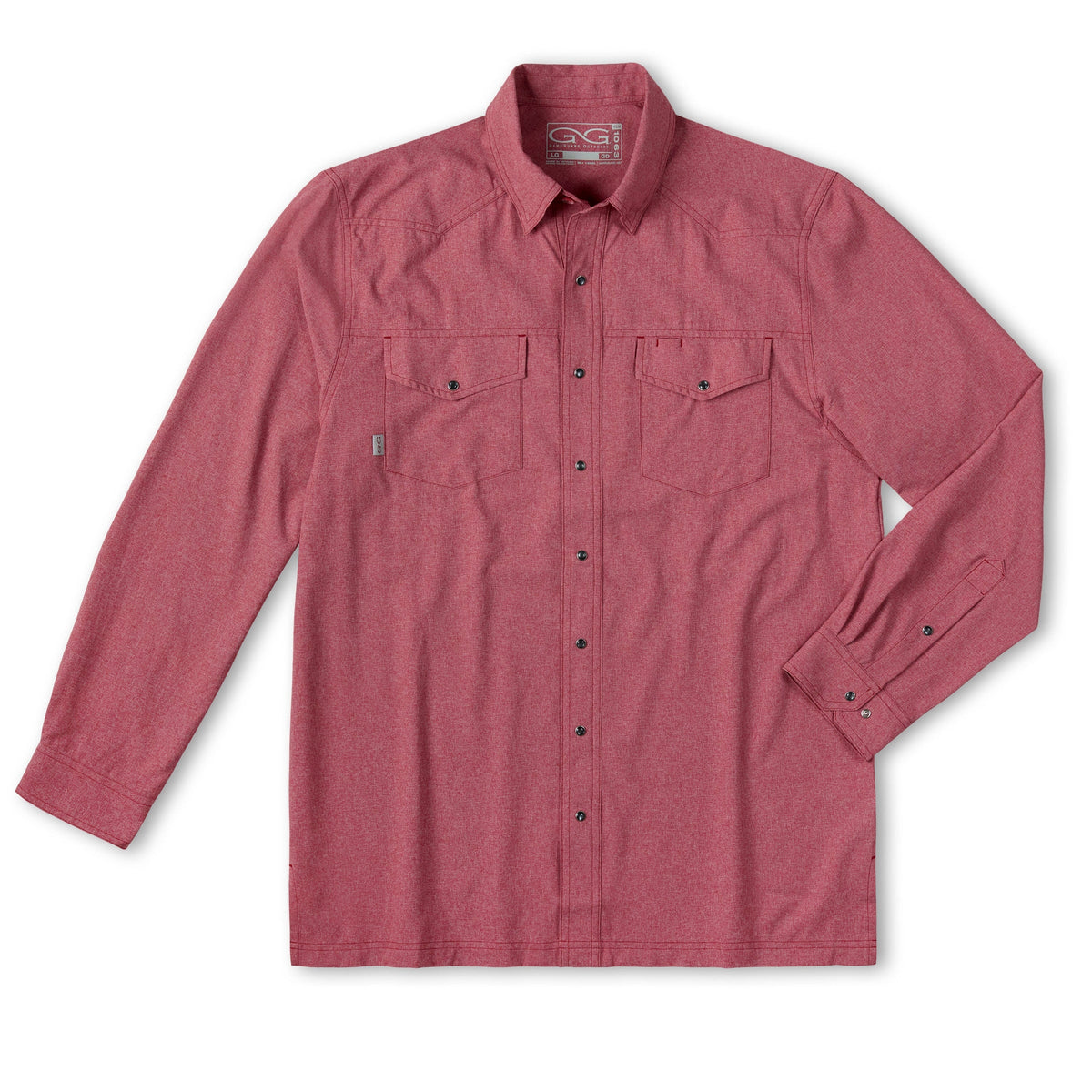 Crimson Pearl Snap Shirt | Long Sleeve featured in the Veloura style edit