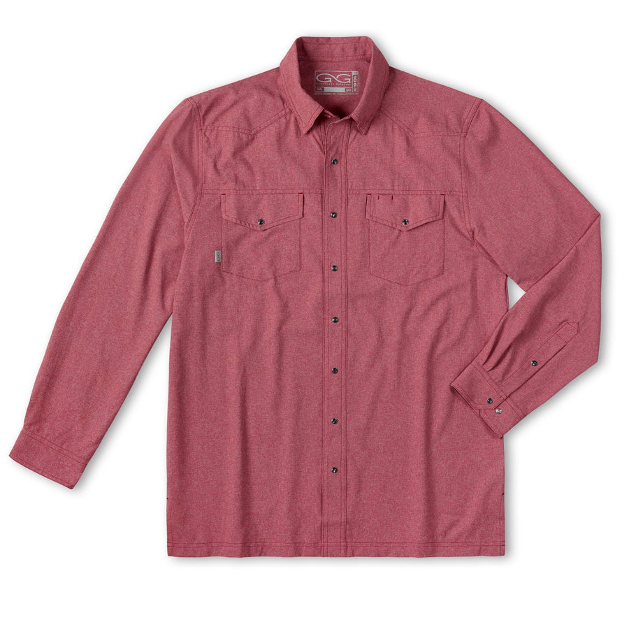 Crimson Pearl Snap Shirt | Long Sleeve featured in the Veloura style edit