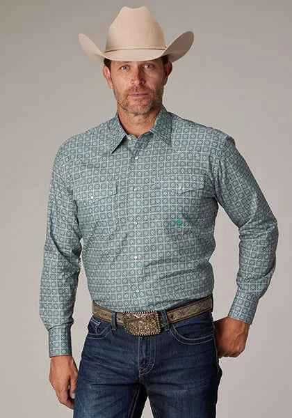 Roper 2019 Silver Spring Foulard (Grey) - Men's Western Shirt