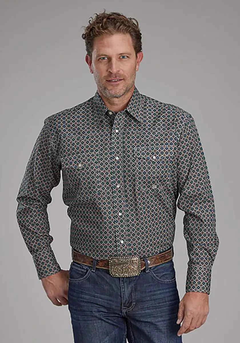 Roper Oak Forest Acorn Foulard (Brown) - Men's Western Shirt