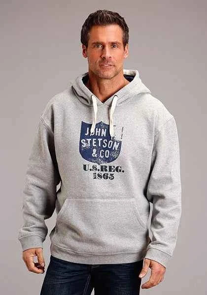 Stetson Distressed Shield (Grey) - Men's Hoodie Sweatshirt
