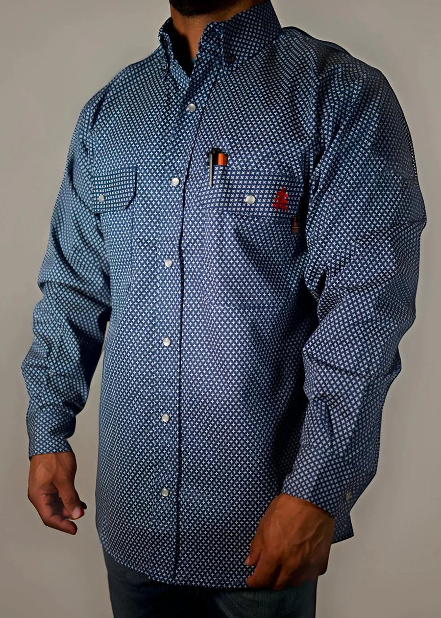 FR Pearl Snap Work Shirt - Honor Navy for Everyday Safety and Style