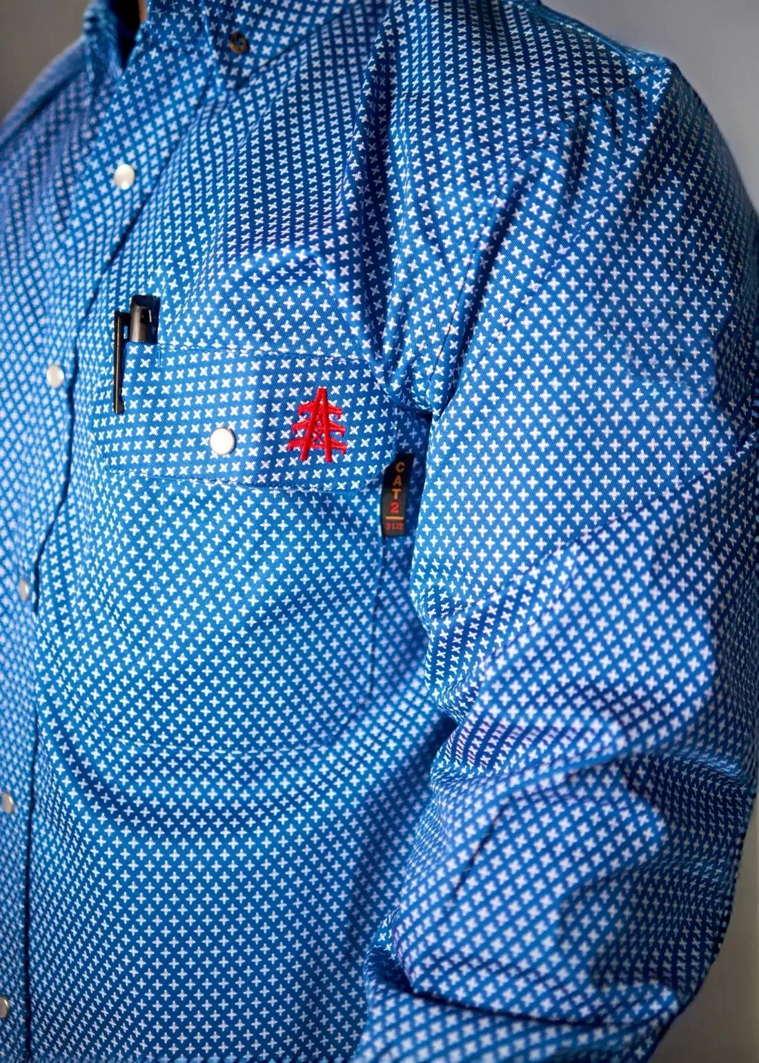 Flame Resistant Pearl Snap Shirt - Royal Blue for Safety and Comfort at Work