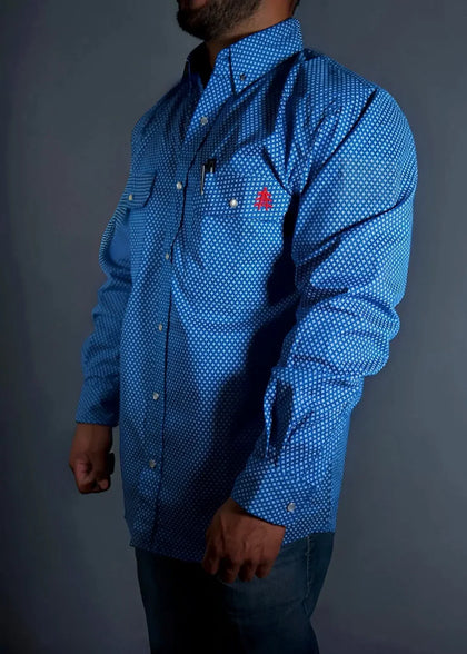 Flame Resistant Pearl Snap Shirt - Royal Blue for Safety and Comfort at Work