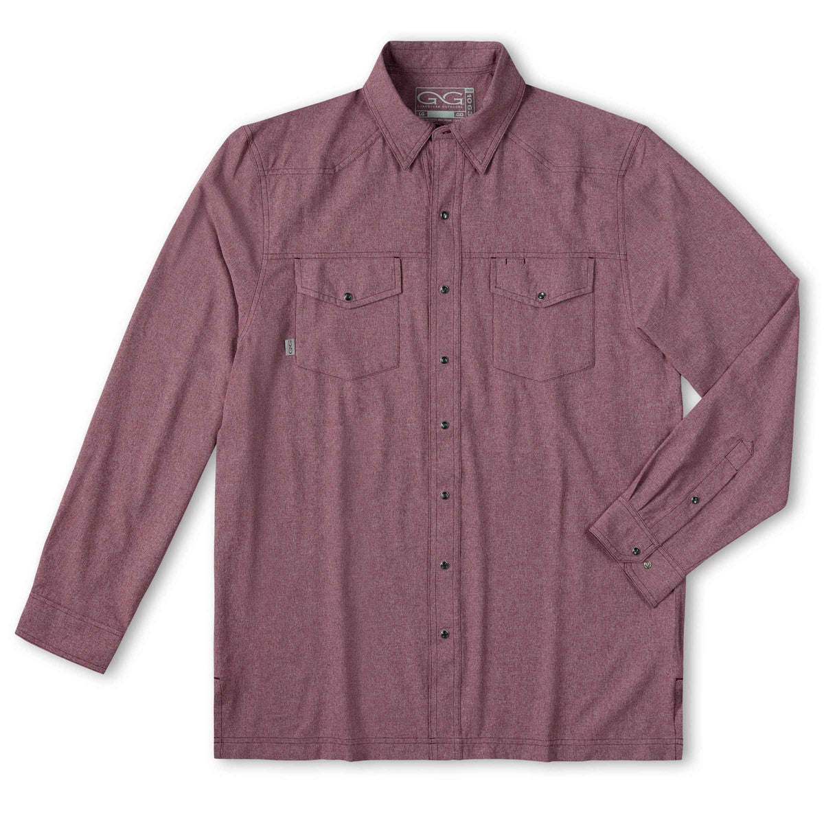 Maroon Pearl Snap Shirt | Long Sleeve
