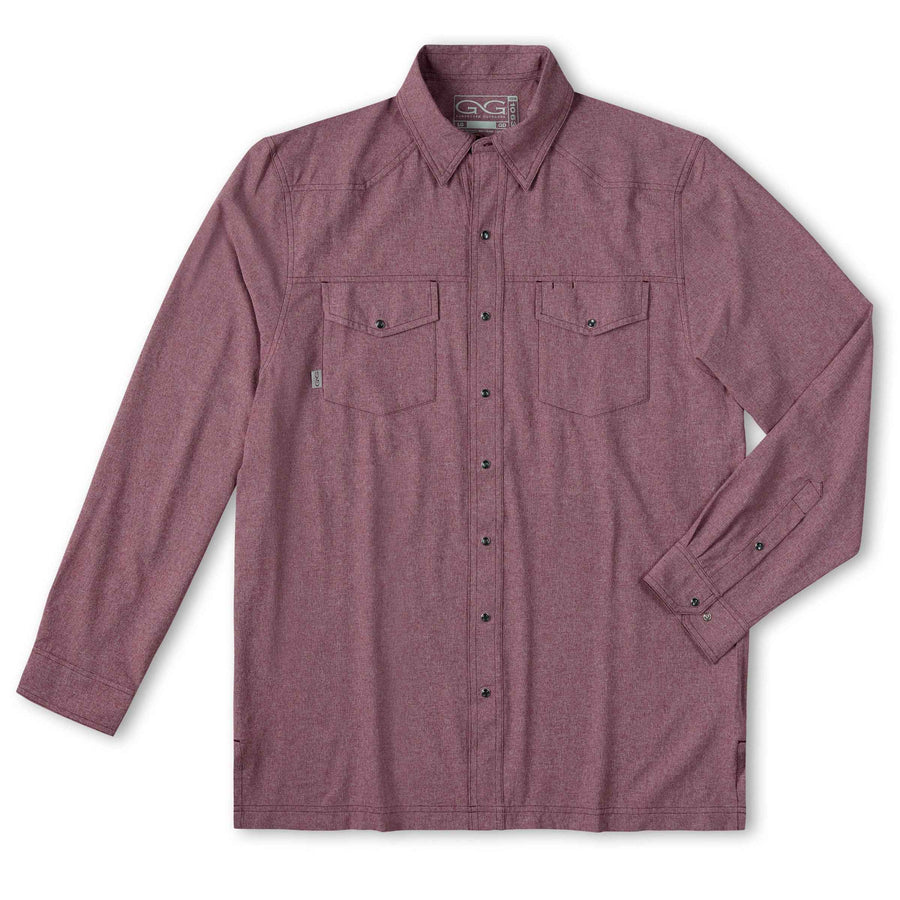 Maroon Pearl Snap Shirt | Long Sleeve