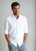 Single Shot Button Front Long Sleeve Shirt - White