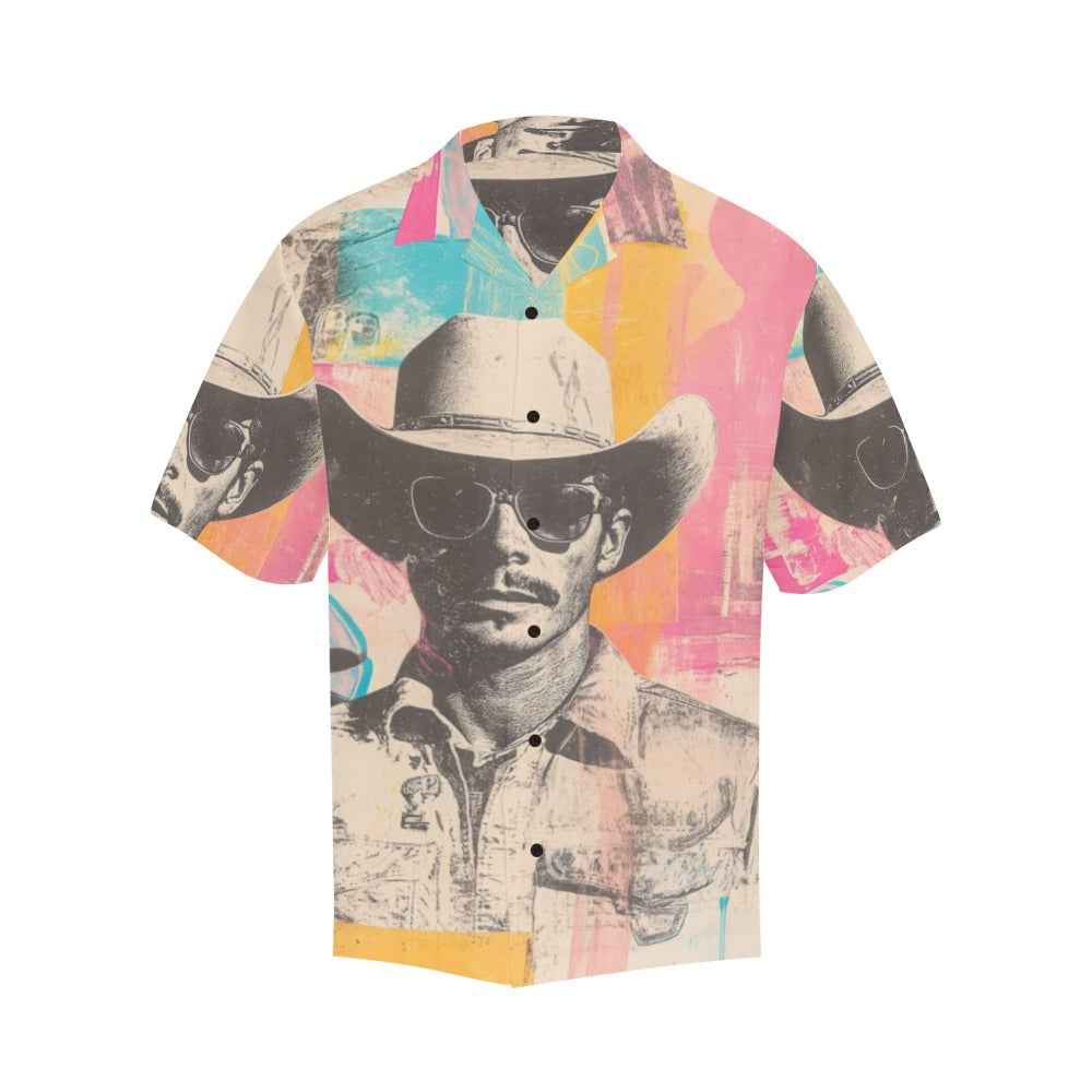 Baha Ranch Retro Pop Western Cool Cowboy Men's Camp Shirt