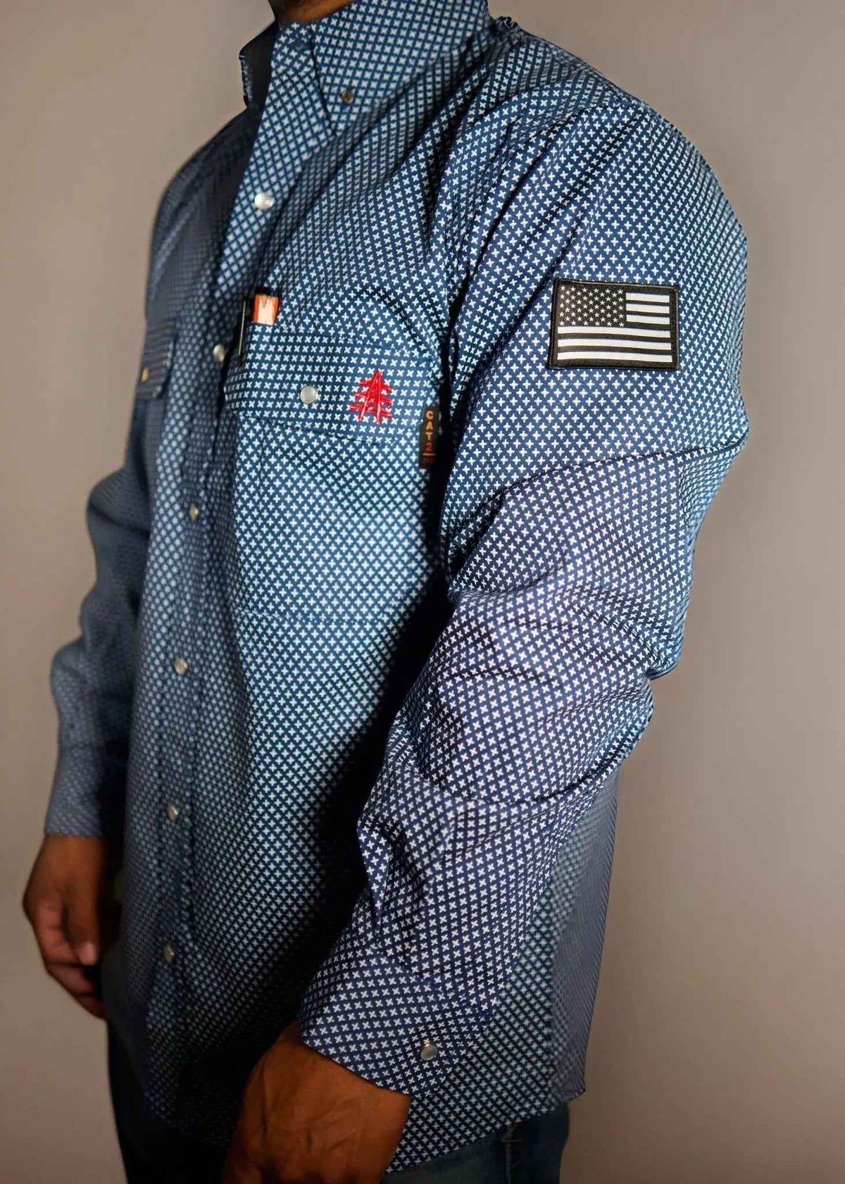 Work Shirt for Safety and Comfort: Honor Navy FR Pearl Snap Work Shirt