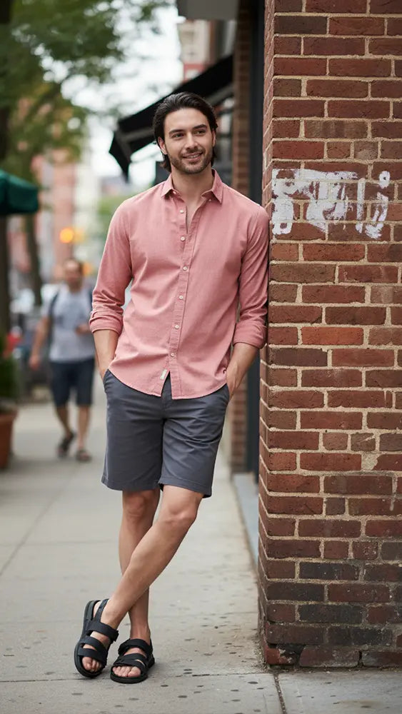 salmon dress shirt-Premium Cotton
